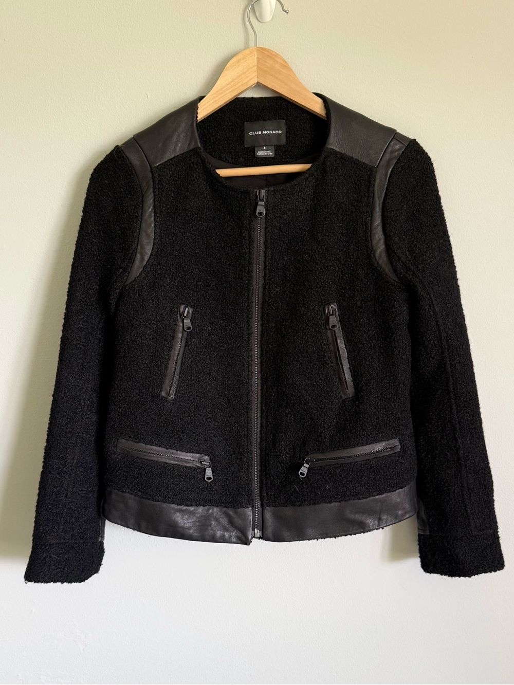 Club Monaco Vintage Wool & Leather Bomber Jacket
